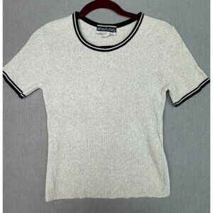 Absolutely By Creative Cotton Women's Grey and Black Round Neck Shirt Med USED